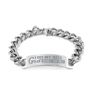 Motivational Christian Stainless Steel Bracelet, I do my best; God does the rest., Inspirational Christmas , Family, Anniversary  Gifts For Christian Men, Women, Girls & Boys – front view