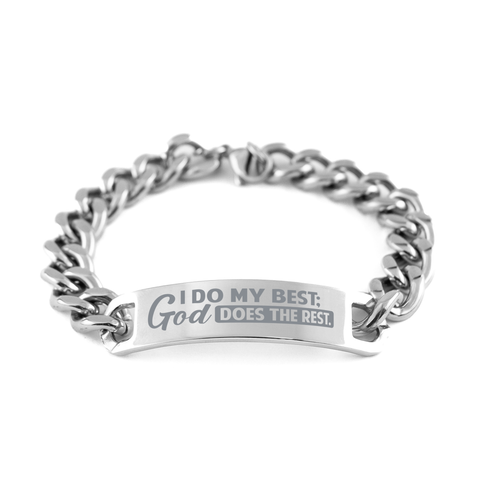 Image of Motivational Christian Stainless Steel Bracelet, I do my best; God does the rest., Inspirational Christmas , Family, Anniversary  Gifts For Christian Men, Women, Girls & Boys – front view