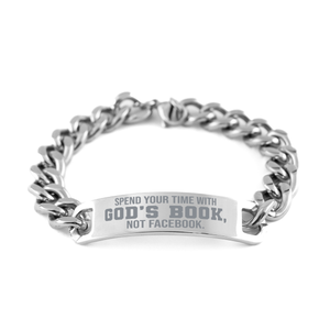 Motivational Christian Stainless Steel Bracelet, Spend your time with God – front view