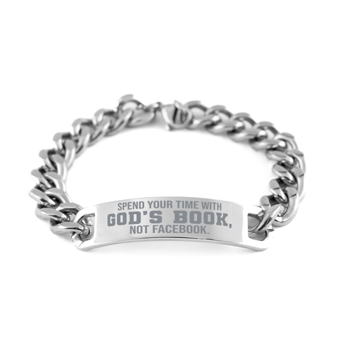 Image of Motivational Christian Stainless Steel Bracelet, Spend your time with God – front view