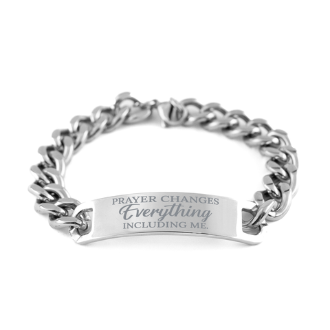 Image of Motivational Christian Stainless Steel Bracelet, Prayer changes everything  – front view