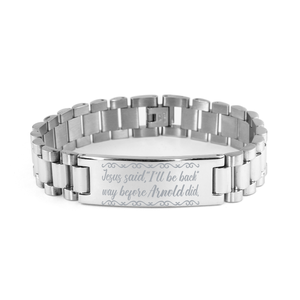 Motivational Christian Stainless Steel Bracelet, Jesus said,  – front view