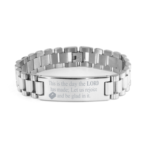 Motivational Christian Stainless Steel Bracelet, This is the day the Lord has made; Let us rejoice and be glad in it., Inspirational Christmas , Family, Anniversary  Gifts For Christian Men, Women, Girls & Boys