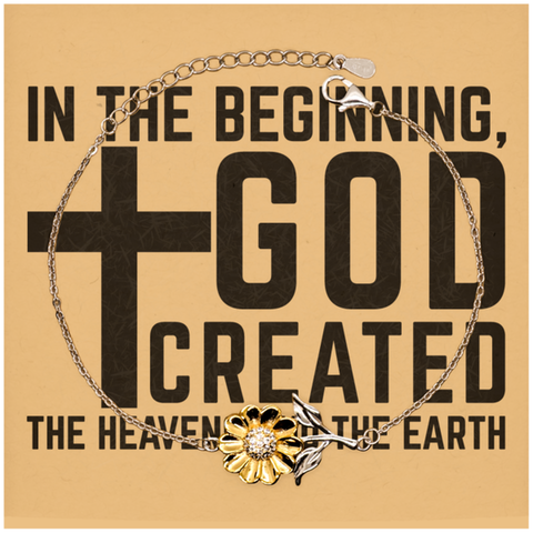 Image of Motivational Christian Stainless Steel Bracelet, In the beginning, God created the heavens and the earth., Inspirational Christmas , Family, Anniversary Gifts For Christian Men, Women, Girls & Boys