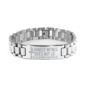 Motivational Christian Stainless Steel Bracelet, A honest witness does not lie; a false witness breaths lies., Inspirational Christmas , Family, Anniversary  Gifts For Christian Men, Women, Girls & Boys