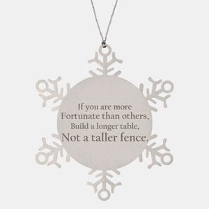 Motivational Christian Stainless Steel Bracelet, If you are more fortunate than others, build a longer table, not a taller fence., Inspirational Christmas , Family, Anniversary  Gifts For Christian Men, Women, Girls & Boys