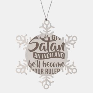 Motivational Christian Stainless Steel Bracelet, Give Satan an inch and he