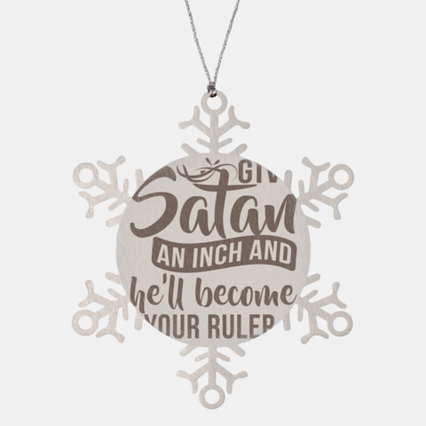 Image of Motivational Christian Stainless Steel Bracelet, Give Satan an inch and he