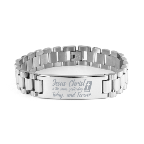 Image of Motivational Christian Stainless Steel Bracelet, Jesus Christ is the same yesterday, today, and forever., Inspirational Christmas , Family, Anniversary  Gifts For Christian Men, Women, Girls & Boys