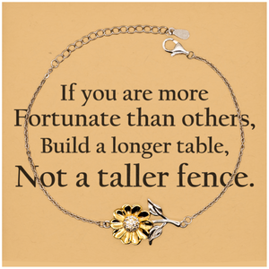 Motivational Christian Stainless Steel Bracelet, If you are more fortunate than others, build a longer table, not a taller fence., Inspirational Christmas , Family, Anniversary  Gifts For Christian Men, Women, Girls & Boys