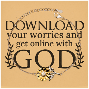 Motivational Christian Stainless Steel Bracelet, Download your worries and get online with God., Inspirational Christmas , Family, Anniversary  Gifts For Christian Men, Women, Girls & Boys