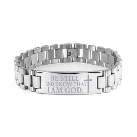 Image of Motivational Christian Stainless Steel Bracelet, Be still and know that I am God. , Inspirational Christmas , Family, Anniversary  Gifts For Christian Men, Women, Girls & Boys