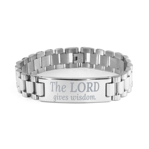 Motivational Christian Stainless Steel Bracelet, The Lord gives wisdom., Inspirational Christmas , Family, Anniversary  Gifts For Christian Men, Women, Girls & Boys