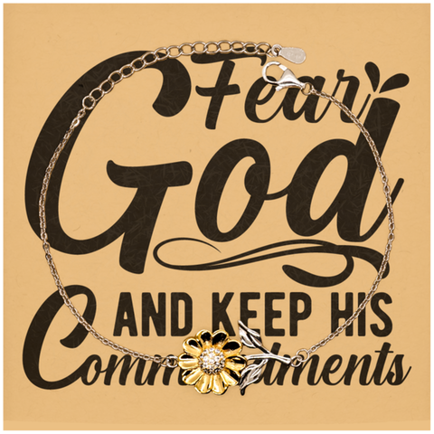 Image of Motivational Christian Stainless Steel Bracelet, Fear God and keep his commandments., Inspirational Christmas , Family, Anniversary  Gifts For Christian Men, Women, Girls & Boys