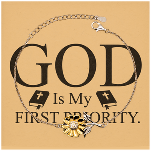 Motivational Christian Stainless Steel Bracelet, God is my first priority., Inspirational Christmas , Family, Anniversary  Gifts For Christian Men, Women, Girls & Boys