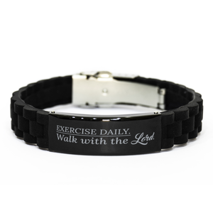 Motivational Christian Bracelet, Exercise daily. Walk with the Lord., Inspirational Christmas , Family, Anniversary  Gifts For Christian Men, Women, Girls & Boys