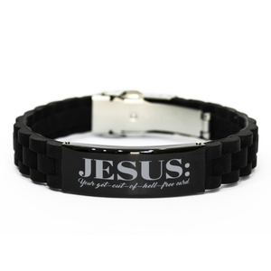 Motivational Christian Bracelet, Jesus: Your get-out-of-hell-free card., Inspirational Christmas , Family, Anniversary  Gifts For Christian Men, Women, Girls & Boys