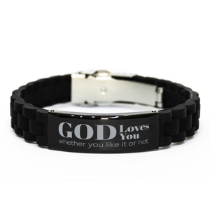 Motivational Christian Bracelet, God loves you whether you like it or not., Inspirational Christmas , Family, Anniversary  Gifts For Christian Men, Women, Girls & Boys