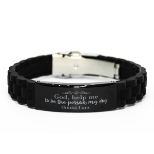 Motivational Christian Bracelet, God, help me to be the person my dog thinks I am., Inspirational Christmas , Family, Anniversary  Gifts For Christian Men, Women, Girls & Boys