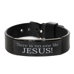 Motivational Christian Black Shark Mesh Bracelet, There Is No One Like Jesus!, Inspirational Christmas , Family, Anniversary Gifts For Christian Men, Women, Girls & Boys
