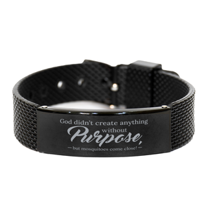 Motivational Christian Black Shark Mesh Bracelet, God didn