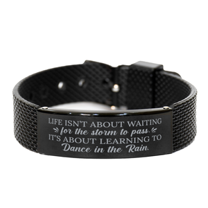 Motivational Christian Black Shark Mesh Bracelet, Life isn