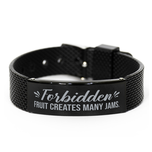 Motivational Christian Black Shark Mesh Bracelet, Forbidden fruit creates many jams., Inspirational Christmas , Family, Anniversary  Gifts For Christian Men, Women, Girls & Boys