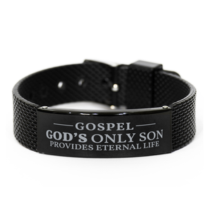 Motivational Christian Black Shark Mesh Bracelet, GOSPEL