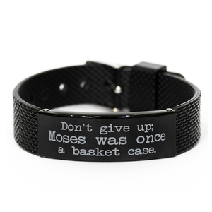 Motivational Christian Black Shark Mesh Bracelet, Don