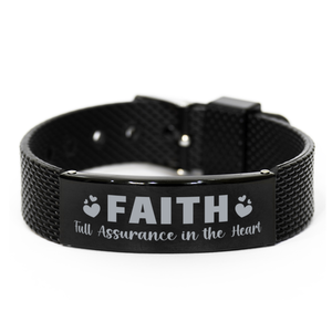 Motivational Christian Black Shark Mesh Bracelet, FAITH