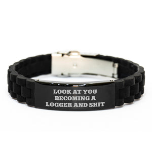 Funny Logger Gifts from Friends - Glide lock Clasp Birthday Present for Logger Becoming Shit - Image 1