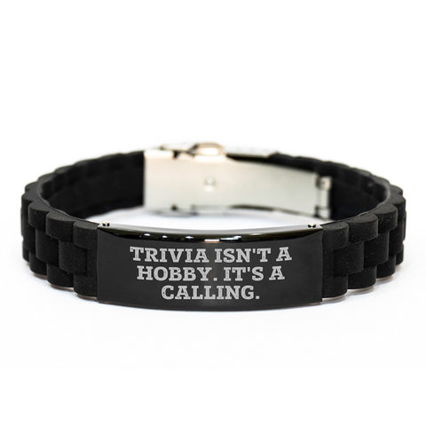Image of Trivia Enthusiasts Gifts from Friends - Glide lock Clasp Bracelet for Trivia Lovers, Inspirational 'Trivia Isn't A Hobby. It's A Calling.' Christmas Unique Gifts for Men, Women, Family - Image 1
