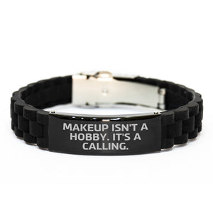 Funny Makeup Quotes, Christmas Unique Gifts for Makeup Lovers, Glide lock Clasp Bracelet with Adjustable Fit - Gifts from Friends for Makeup Enthusiasts - Image 1