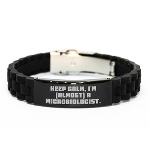 Keep Calm Microbiologist Gifts for Men, Funny Glide lock Clasp Birthday Presents from Friends or Family - Image 1