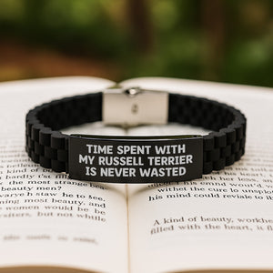Russell Terrier Dog Lover's Valentine's Unique Gifts from Friends for Men - Funny Inspirational Quote Glide lock Clasp Bracelet