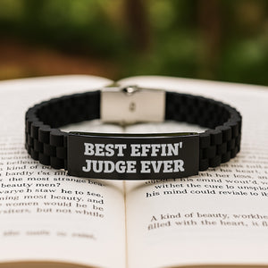 Funny Judge Quotes Glide lock Clasp Bracelet, Best Effin' Judge Ever, Christmas Unique Gifts for Judge, Men, Women, Friends, Coworkers, and Family