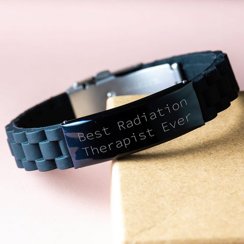 Image of Funny Radiation Therapist Gifts, 'Best Radiation Therapist Ever' Glide lock Clasp Bracelet for Men, Women, Friends, or Coworkers, Unique Christmas Memorable Presents - Image 3