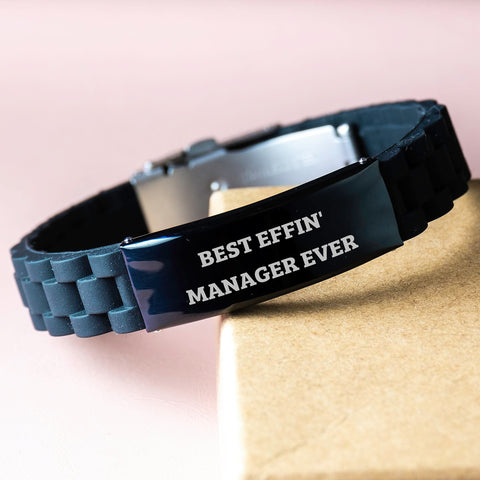Image of Funny Manager Gifts, Best Effin' Manager Ever Glide lock Clasp Birthday Braclet for Men Gifts from Friends, Coworkers or Family - Image 3