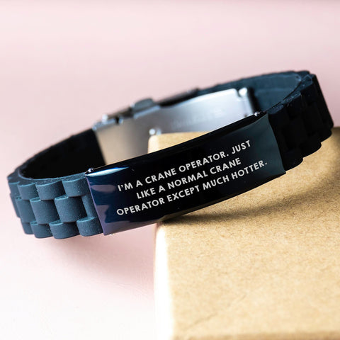 Image of Funny Crane Operator Gifts, Glide lock Clasp Bracelet for Men, Unique Graduation Presents from Friends to Crane Operator Heroes - 'I'm A Crane Operator' - Image 3