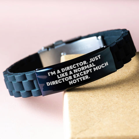 Image of Funny Director Gifts from Friends, 'I'm A Director. Just Like A Normal Director Except Much Hotter.', Glide lock Clasp Bracelet for Graduation Unique Gifts - Image 3