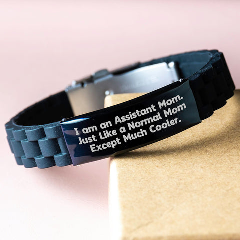 Image of Funny Assistant Mom Gifts, Glide lock Clasp Bracelet with I Am An Assistant Mom Quote, Perfect for Mother's Day - Image 3