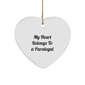 Funny Paralegal Gifts from Men, Christmas Unique Heart Ornaments for Paralegal, My Heart Belongs To A Paralegal - Image 1