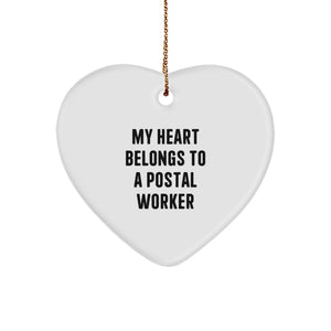 Funny Postal Worker Heart Ornament Gifts from Friends and Family, Christmas Unique Gifts for Postal Worker - Image 1