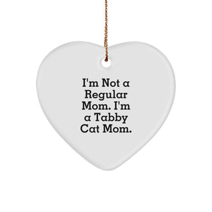 Funny Tabby Cat Mom Gifts from Men to Women, Tabby Cat Heart Ornament for Tabby Cat Lovers, Christmas Unique Gifts - Image 1