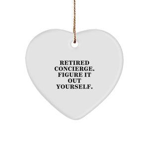 Funny Gifts from Men to Retired Concierge, Figure It Out Yourself Heart Ornament, White, Christmas Unique Concierge Gifts for Him - Image 1