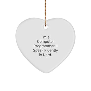 Funny Computer Programmer Heart Ornament Gifts from Friends to Computer Programmer Men for Christmas Unique Gifts - Image 1