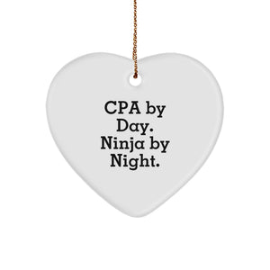 Funny CPA Gifts from Men to Friends, Cute Heart Ornament for CPA by Day, Ninja by Night, Unique Christmas Unique Gifts for Friends - Image 1