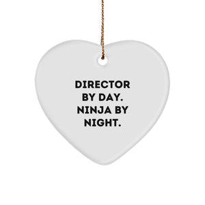 Gifts from Directors for Directors - Cute Heart Ornament for Christmas - Director By Day. Ninja By Night. - Image 1