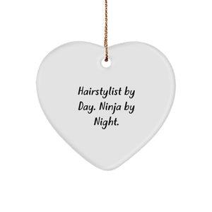 Hairstylist Fun Gifts from Family, Funny Heart Ornament for Hairstylist Men, Women, Friends, Christmas Unique Ornament - Image 1