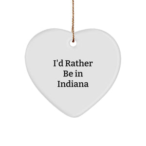 Funny Indiana State Heart Ornaments for Indiana Gifts, Christmas Unique Gifts from Family and Friends - Image 1